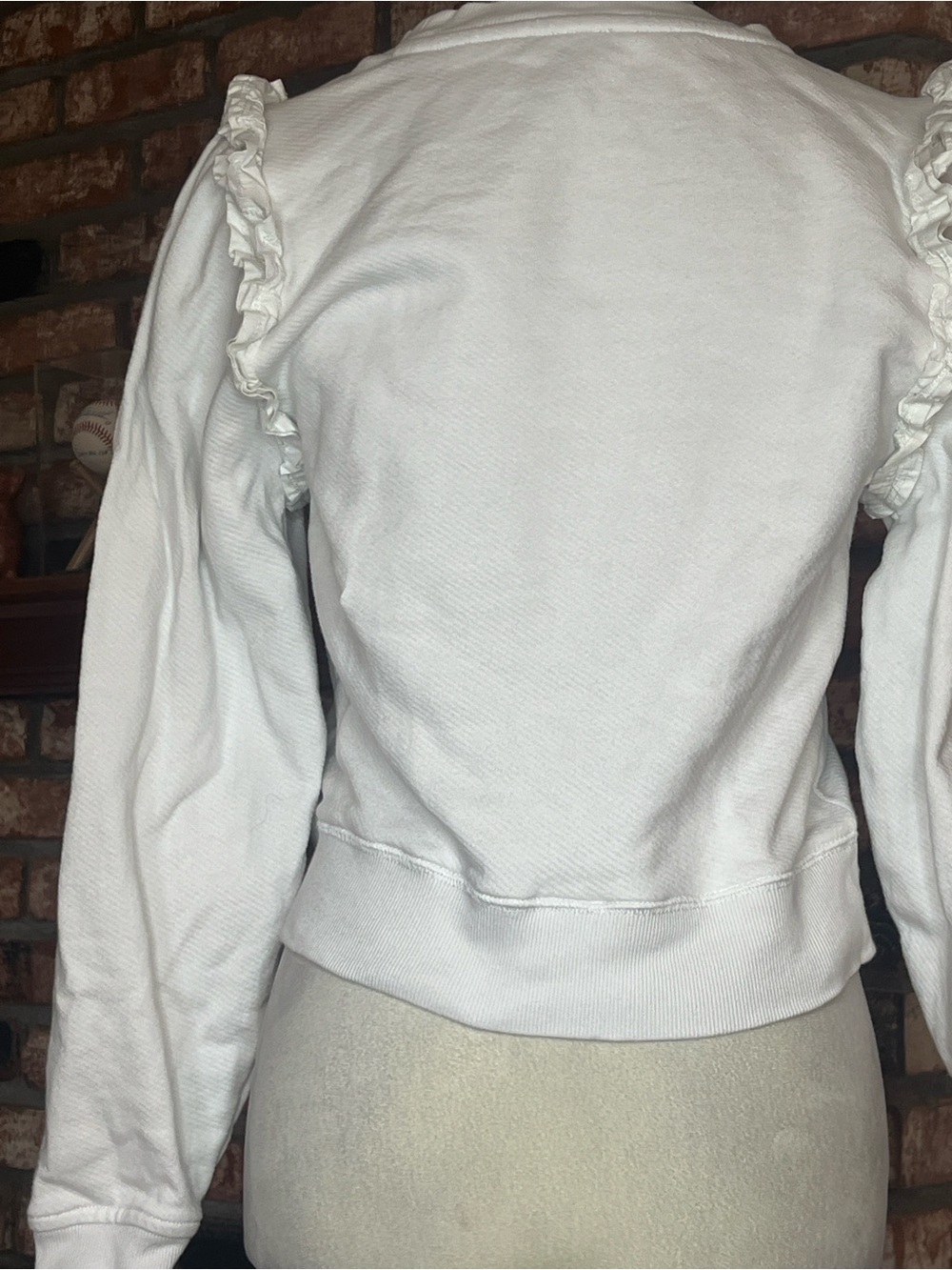 PAIGE White Ruffle-Shoulder Sweatshirt - Picture 4 of 5